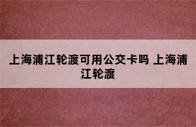 上海浦江轮渡可用公交卡吗 上海浦江轮渡